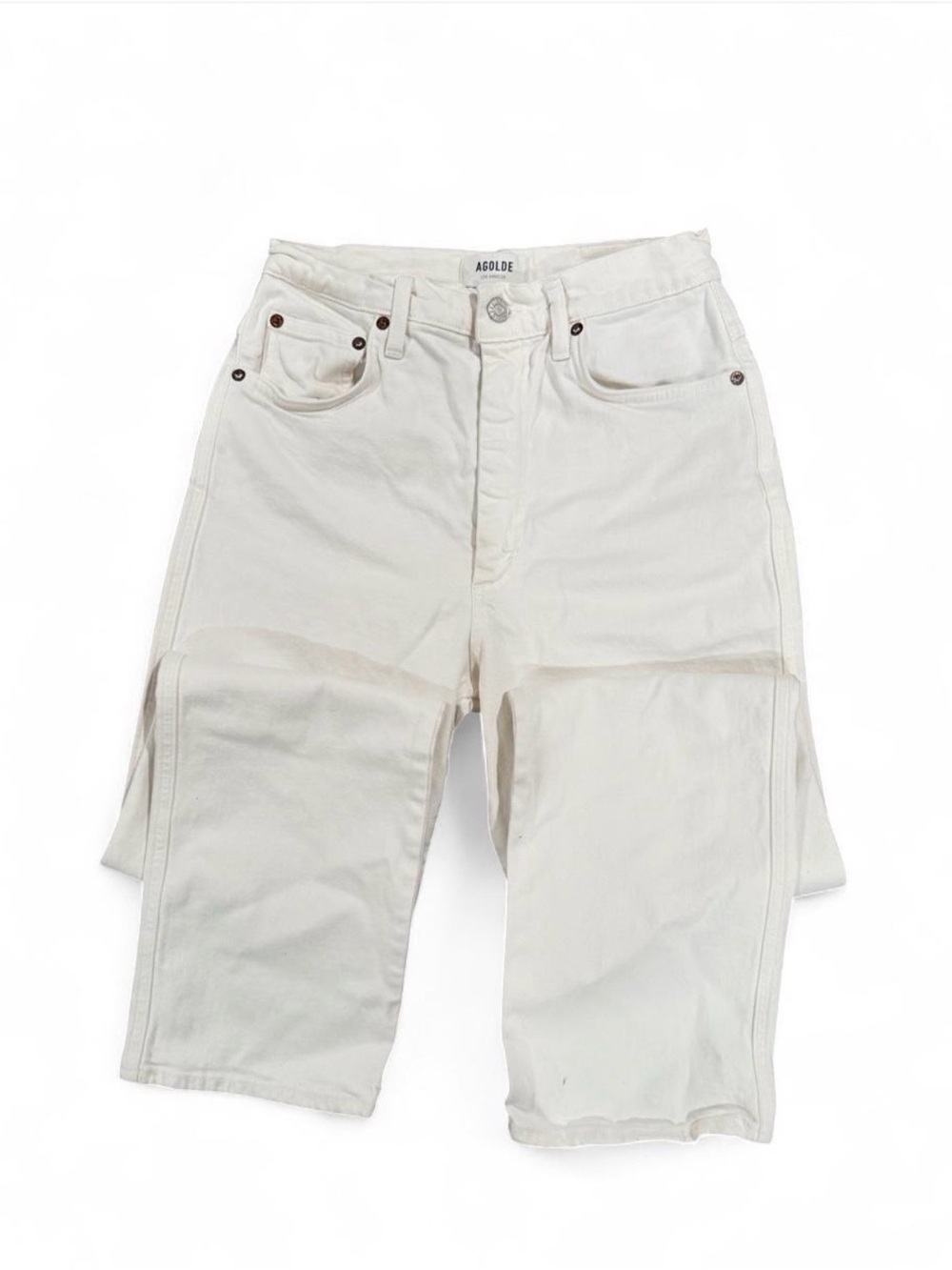 Agolde Men’s Off-White Straight-Leg Jean Shorts